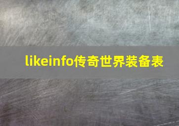 likeinfo传奇世界装备表