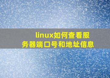 linux如何查看服务器端口号和地址信息