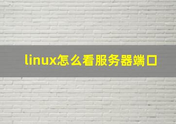 linux怎么看服务器端口