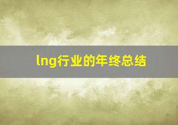 lng行业的年终总结