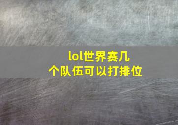 lol世界赛几个队伍可以打排位