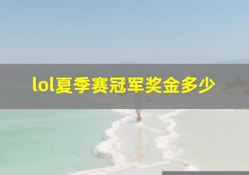 lol夏季赛冠军奖金多少