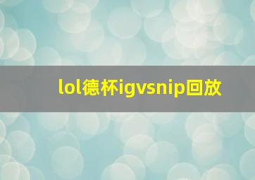 lol德杯igvsnip回放