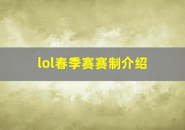 lol春季赛赛制介绍