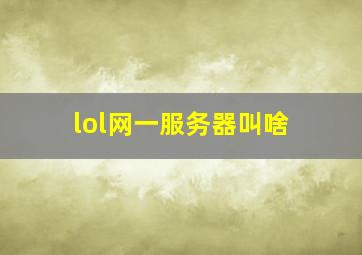 lol网一服务器叫啥