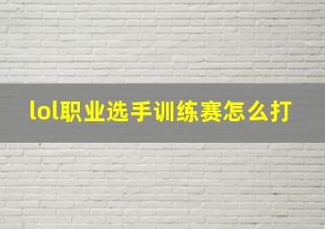 lol职业选手训练赛怎么打