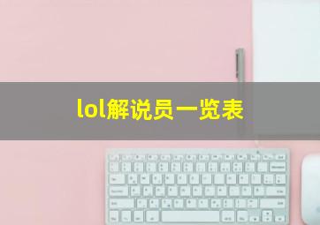 lol解说员一览表