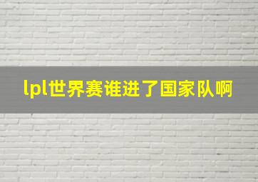 lpl世界赛谁进了国家队啊