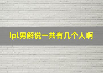 lpl男解说一共有几个人啊