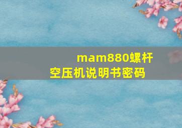 mam880螺杆空压机说明书密码