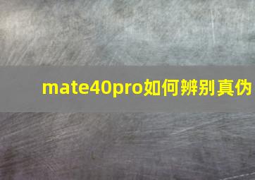 mate40pro如何辨别真伪