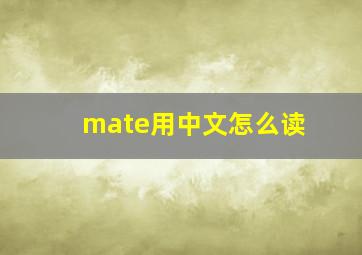 mate用中文怎么读