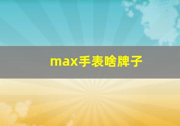 max手表啥牌子