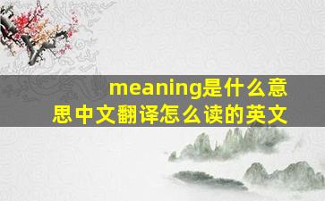 meaning是什么意思中文翻译怎么读的英文