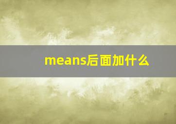 means后面加什么