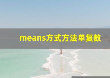 means方式方法单复数