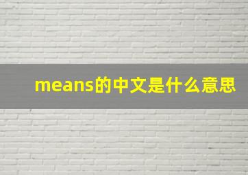 means的中文是什么意思