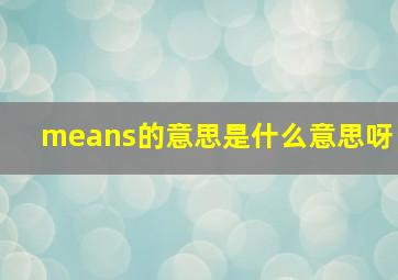 means的意思是什么意思呀