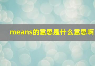 means的意思是什么意思啊