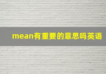 mean有重要的意思吗英语