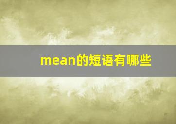 mean的短语有哪些