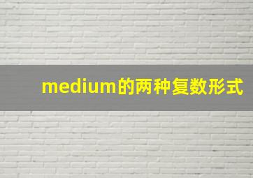 medium的两种复数形式