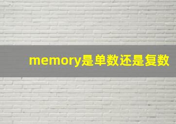 memory是单数还是复数