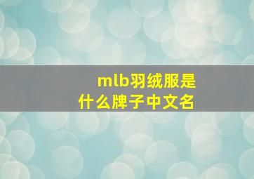 mlb羽绒服是什么牌子中文名