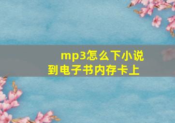 mp3怎么下小说到电子书内存卡上