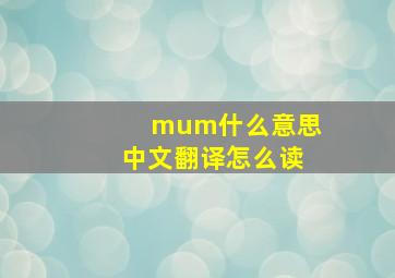 mum什么意思中文翻译怎么读