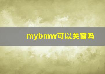 mybmw可以关窗吗