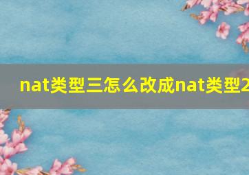 nat类型三怎么改成nat类型2