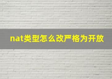 nat类型怎么改严格为开放