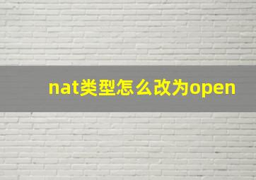 nat类型怎么改为open