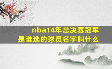 nba14年总决赛冠军是谁选的球员名字叫什么