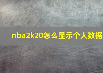 nba2k20怎么显示个人数据