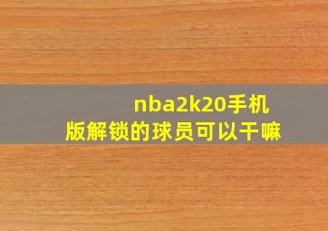 nba2k20手机版解锁的球员可以干嘛