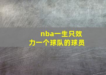 nba一生只效力一个球队的球员