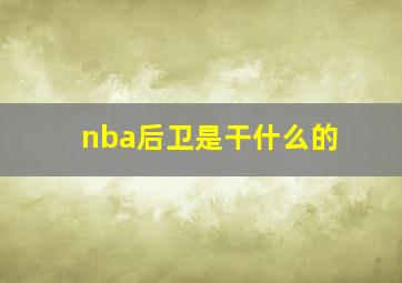 nba后卫是干什么的