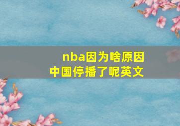 nba因为啥原因中国停播了呢英文