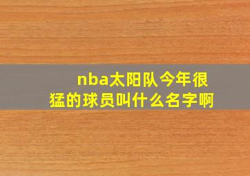 nba太阳队今年很猛的球员叫什么名字啊