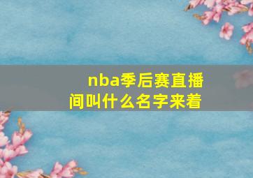 nba季后赛直播间叫什么名字来着