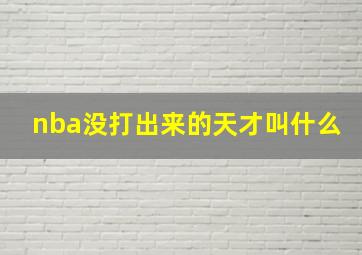 nba没打出来的天才叫什么