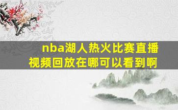 nba湖人热火比赛直播视频回放在哪可以看到啊