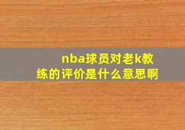 nba球员对老k教练的评价是什么意思啊