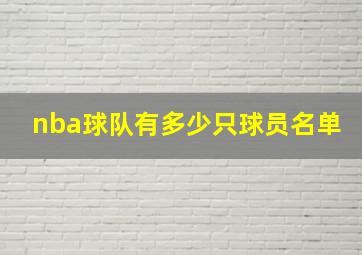 nba球队有多少只球员名单