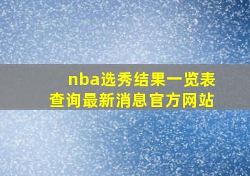 nba选秀结果一览表查询最新消息官方网站