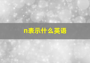 n表示什么英语