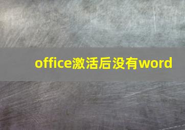 office激活后没有word