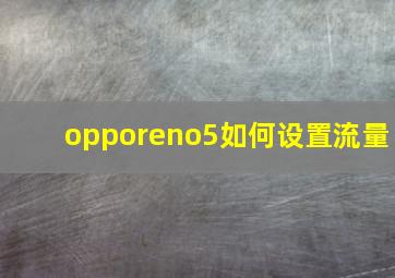 opporeno5如何设置流量